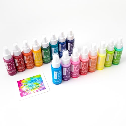 SEI 16 Pack Classic & Neon Tie Dye Spray Kit, Tye Dye Kits for Large Groups, Pre-Mixed Water Based Fabric Dye, Spray Bottle Included, Spray Paint for Clothes - color: Classic & Neon 16 Pack