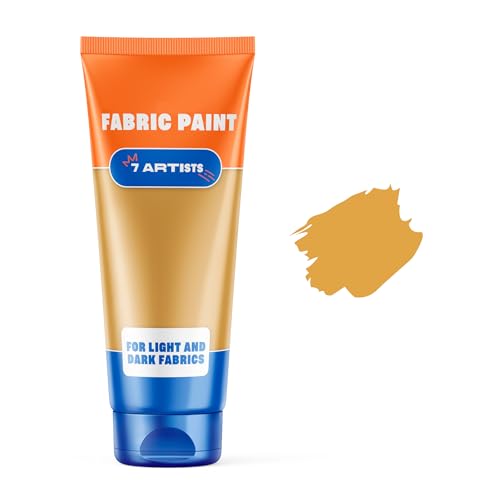 Gold Fabric Paint 2 fl. oz Tube – Permanent Fabric Paint Gold for Clothes | Textile Clothing Paints for Cotton and Synthethic Fabrics, Furniture Upholstery, Shoes, Sneakers, T-Shirt, Tote Bags - color: Gold 2 fl. oz