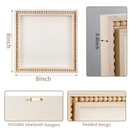 Wenqik 4 Pack Beaded Wood Canvas Panels Unfinished Wooden Blank Framed Signs Boho Style Panel Boards Square Plaques for DIY Crafts Painting Pouring Drawing Art Projects(8 x 8 Inch) - size: 8 x 8 Inch