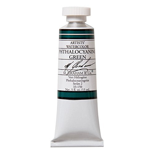 M. Graham 1/2-Ounce Tube Watercolor Paint, Phthalo Green - color: Phthalocyanine Green, style: .5 oz. (15 ml)