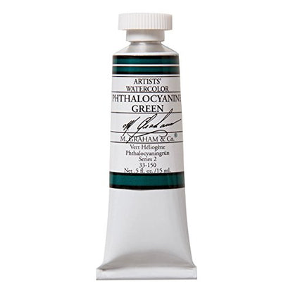 M. Graham 1/2-Ounce Tube Watercolor Paint, Phthalo Green - color: Phthalocyanine Green, style: .5 oz. (15 ml)