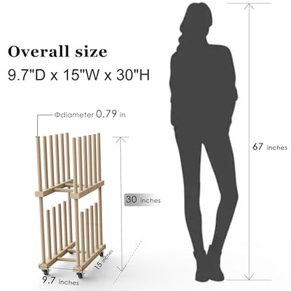 Art Storage Rack - Canvas & Paper Storage Stand with Handle & Caster Wheels for Art Studios & Gallery - size: 9.7"D x 15"W x 30"H