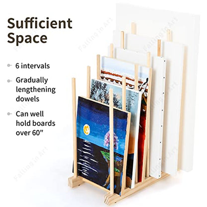 Falling in Art Large Wooden Art Storage Rack - Canvas Drying Stand for Artworks, Frames, Canvases, Drawing Boards, Prints, Panels, Paintings Display - size: Large
