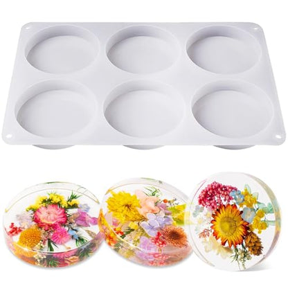 LET'S RESIN Extra Deep Resin Coaster Molds Silicone, 4 Inches Large 6 Cavity Silicone Molds for Resin, Round Epoxy Coaster Molds for Cups Mats, DIY Craft