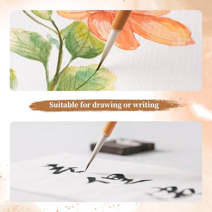 Fuumuui Chinese Calligraphy Brush, 3pcs Writing Brush Ink Painting Bamboo Watercolor Brushes Set Wolf Sheep Mix Brushes for Beginner Adult Professional Painting Tools - color: Wooden3