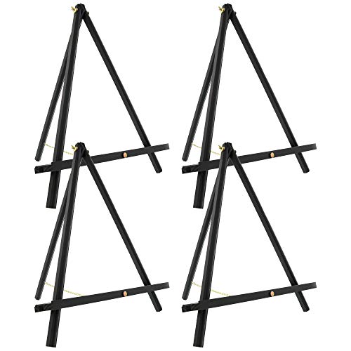 U.S. Art Supply 16" Black Wood Tabletop Easel (4 Pack) - Adjustable A-Frame Canvas Stand for Painting Party & Signs - Table Top Easel for Painting, Canvas Holder, Crafts, Photos, Pictures - color: Black, size: 16 inch