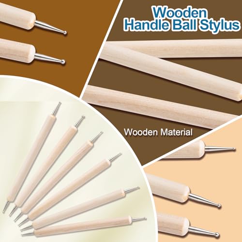 Amrules 10pcs Dotting Styluses Tools, Double Side Stainless Steel Ball Head Dot Art Kit for Clay Modeling, Rock Painting, Pottery Embossing, Nail Art, Drawing, Practical Sculpting Tool for Adults - color: Lightyellow-Dotting-10Pcs