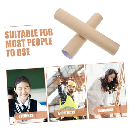 SOLUSTRE Japanese Scroll Holder Kraft Paper Cylinder Mailing Tube for Paintings and Calligraphy - color: Khaki