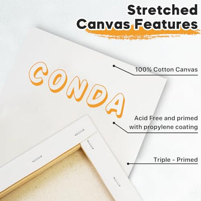 CONDA Mini Stretched Canvas for Painting, 3x3 Inch 24 Packs of Small Canvases for Kids and Art Supplies, 100% Cotton Primed Canvas, 2/5 Inch Profile Value Bulk Pack for Acrylics, Oils Painting - size: 3x3 inch, 24 Pack