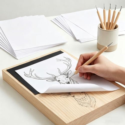 150 Sheets White Carbon Graphite Transfer Paper A4 Size Tracing Carbon Copy Graphite Paper with 5 Embossing Stylus Tracing Stylus Dotting Tools for Cloth Fabric Embroidery and Wood