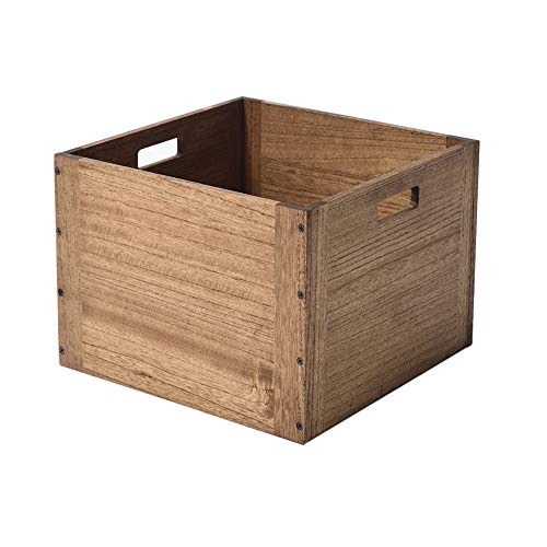KIRIGEN Stackable Wood Storage Cube, Modular Open Cubby Bin with Handles for Books, Clothes, Closet, Bedroom, Pantry, and Home Office, Assembly Required, 14.17 x 14.17 x 10.31 Inch, F26-DBR - color: Dark Brown, size: XL/14.2*14.2*10.3(F26)new