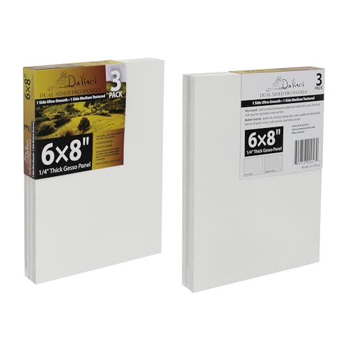 Jerry's Artarama Da Vinci Dual Sided Pro Panel Board - 30-Pack, 6x8 6mm Deep Panels for Painting - Archival, Acid-Free Art Supplies - Ultra-Smooth & Medium Textured Paint Surfaces - size: 6x8"