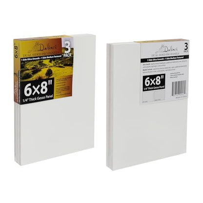 Jerry's Artarama Da Vinci Dual Sided Pro Panel Board - 30-Pack, 6x8 6mm Deep Panels for Painting - Archival, Acid-Free Art Supplies - Ultra-Smooth & Medium Textured Paint Surfaces - size: 6x8"