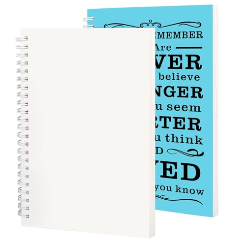 JOHSBYD 2Pcs Blank Spiral Notebook,Inspirational Gifts A5 Hardcover Sketch Book,Art Sketchbook for Drawing, Unlined, Plain Sketch Book for Women Men Work Writing,160 Pages (2, Blank Page Light Blue) - color: Blank Page Light Blue