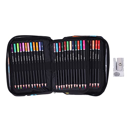 Pencils Zipper Case Set Quality Soft Core Colored s with Refill Extender Pencil,72 Colored Pencils Set,with Vibrant Colors for Sketching, Shading & Coloring in Tin Box, 72 Colored Pencils Se