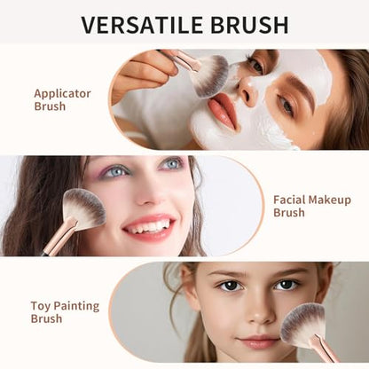 docolor Highlighter Brush Fan Brush Blush Brush Setting Makeup Brush Face Makeup Brush Synthetic Bristles For Powder, Bronzer, Highlight, Contour, Professional Make Up Brush Wooden handle - size: Fan Brush-M