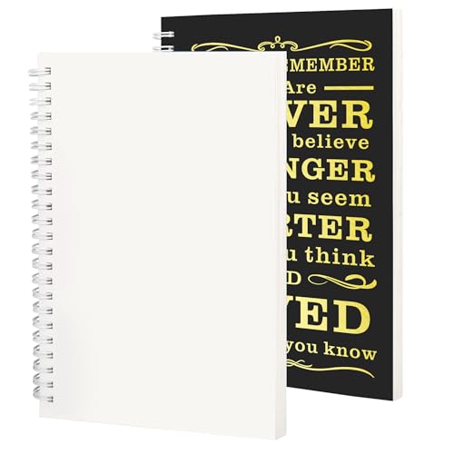 JOHSBYD 2Pcs Blank Spiral Notebook,Inspirational Gifts A5 Hardcover Sketch Book,Art Sketchbook for Drawing, Unlined, Plain Sketch Book for Women Men Work Writing,160 Pages (2, Blank Page Black) - color: Blank Page Black