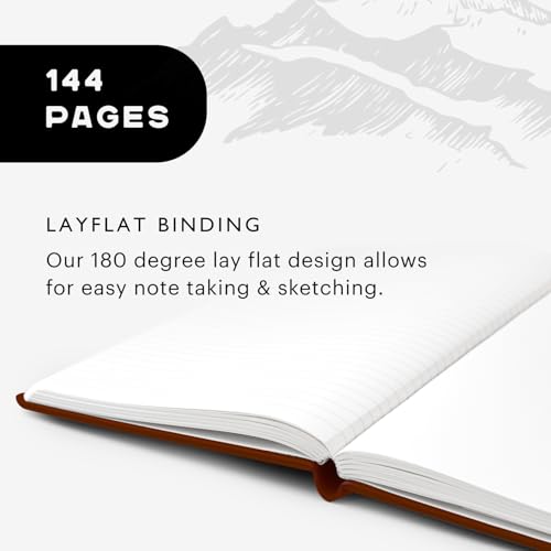 Stone Journal Chef Notebook – 13 × 21 cm Waterproof Paper, 144 Pages, Half Lined & Half Blank, Vegan Leather Hardcover, Kitchen Conversions, Premium Journal (Tan Brown) - color: Tan Brown