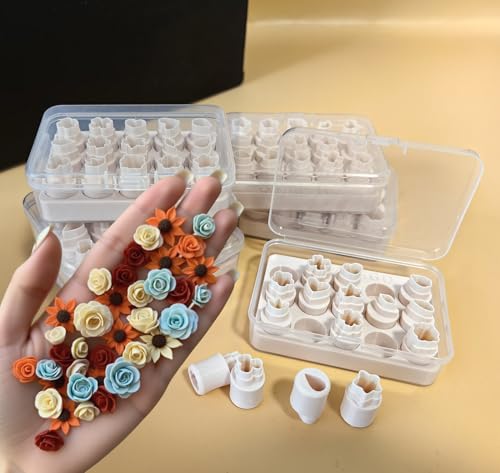Mini Polymer Clay Cutters 15 Shapes Flower Petal Leaf Shapes Cutters for Earrings Making