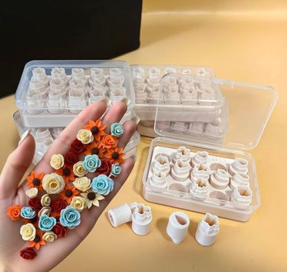 Mini Polymer Clay Cutters 15 Shapes Flower Petal Leaf Shapes Cutters for Earrings Making
