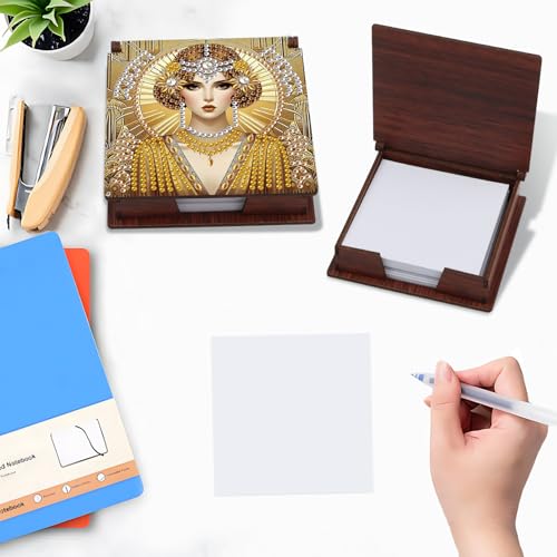 Diamond Painting Kit memo Box, Diamonds Art DIY Queen Patterns Sticky Note Box Special Shape Drill, with 160 Sticky Note, Ideal for Home Office Supplies, Handicrafts, Holiday Gifts - color: Queen