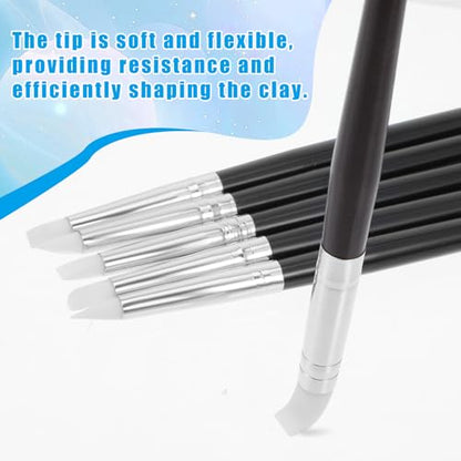 15 Pcs Silicone Paint Brush Black Silicon Color Shapers Brushes for DIY Handicraft Professional Silicone Sculpting Tools Flexible Clay Sculpture Tools for Drawing Sculpture Nail Design（3mm/5mm/8mm）