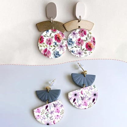 20 Pcs Floral Clay Transfer Paper for DIY Art Crafts, Leaf Bloom Flowers 4 Pattern Design Water Polymer Clay Transfer Sheets Transfer Paper for Polymer Clay Jewelry Earrings Making 5.82X3.93 in - color: 4 Pattern Sets