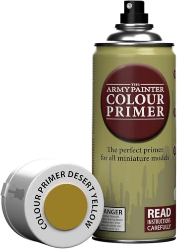 The Army Painter Color Primer, Desert Yellow, 400 ml, 13.5 oz - Acrylic Spray Undercoat for Miniature Painting - color: Desert Yellow