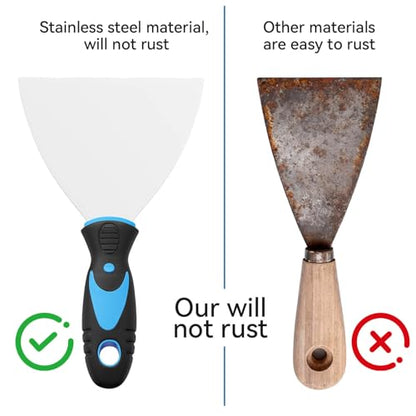 6 Pack Putty Knife Set – Stainless Steel Spackle & Paint Scrapers (1", 1.5", 2", 3", 4", 5") | Flexible Metal Scraper Tools for Drywall Repair, Wallpaper Removal, Plaster & Adhesive