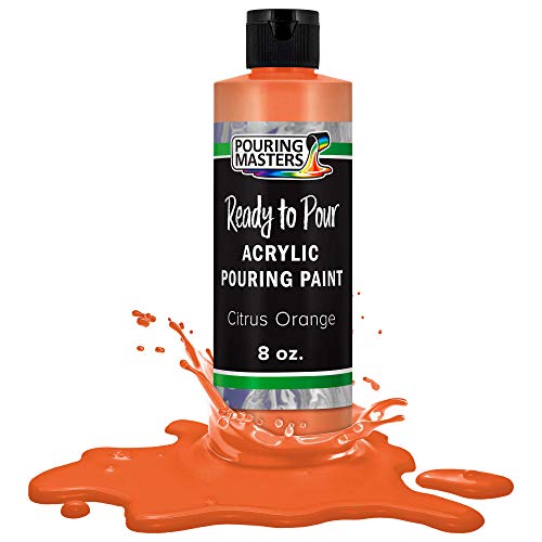 POURING MASTERS Citrus Orange Acrylic Ready to Pour Pouring Paint - Premium 8-Ounce Pre-Mixed Water-Based - for Canvas, Wood, Paper, Crafts, Tile, Rocks and More - color: Citrus Orange, size: 8 Fl Oz (Pack of 1)