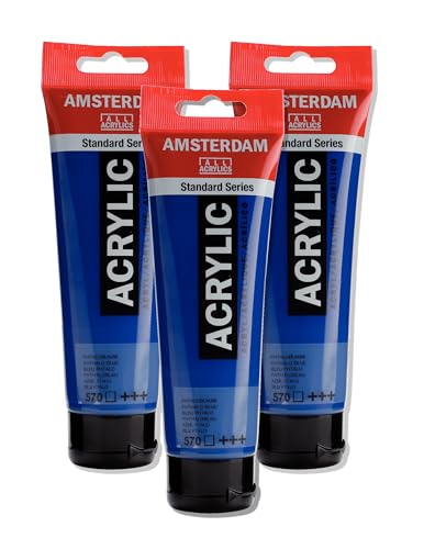 Amsterdam Standard Series Acrylic Tube 120ml Phthalo Blue 570 (17095702) | Vibrant Color with Acrylic Resin Binder, High Lightfastness, Water-Based, Strong Coverage, Visible Brush Strokes - color: Phthalo Blue, size: 4.05 Fl Oz (Pack of 1)