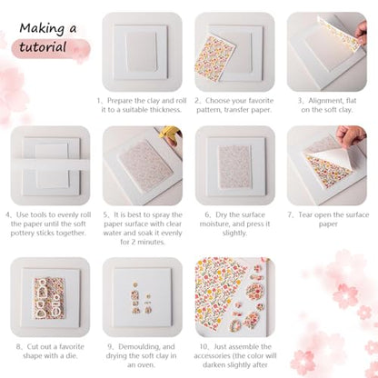 20 Pcs Floral Clay Transfer Paper for DIY Art Crafts, Leaf Bloom Flowers 4 Pattern Design Water Polymer Clay Transfer Sheets Transfer Paper for Polymer Clay Jewelry Earrings Making 5.82X3.93 in - color: 4 Pattern Sets