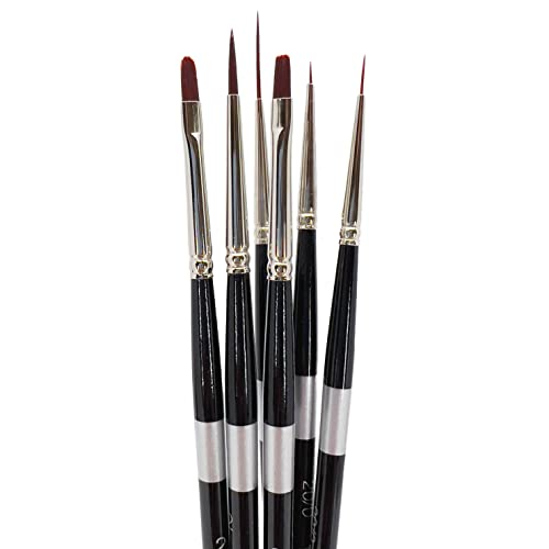 Trekell Crimson Taklon Acrylic Paint Brush Set - Assorted Professional Paint Brushes for Oil Paint, Watercolor, and Gouache - 6" Brush Handles, 6 Piece Set - size: Crimson Taklon - Short Handle