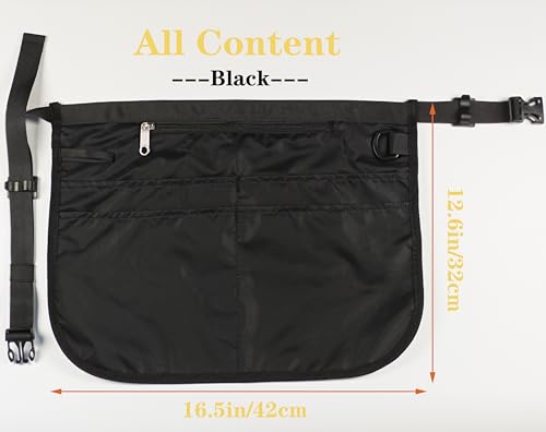 Waterproof Server Apron for Women with 5 Pockets,Quickly Put on and Take off Waitress Aprons,Work Apron for Bartender Barista - color: Black