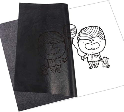 50 Sheets Carbon Paper Graphite Paper Black Carbon Transfer (8.5 x 11.5 inch) Tracing Papers with 5 PCS Embossing Styluses Dotting Tools for Wood Paper Canvas Craft - color: Black-50