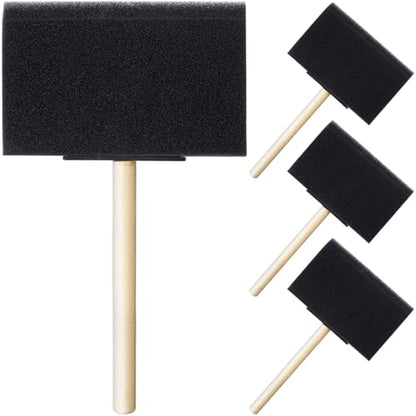 SmallCat 4 PCS Foam Paint Brushes, 3.96 Inch Foam Sponge Brushes for Varnishes, Reusable Sponge Brushes with Wood Handles for Painting, Staining, and DIY Crafts - Black - size: 4"(4pcs)