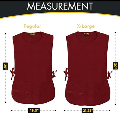 5 Pockets Cobbler Aprons for Women Men (Pack of 2) – Zipper Pocket Smock Apron - color: Burgundy, size: Standard