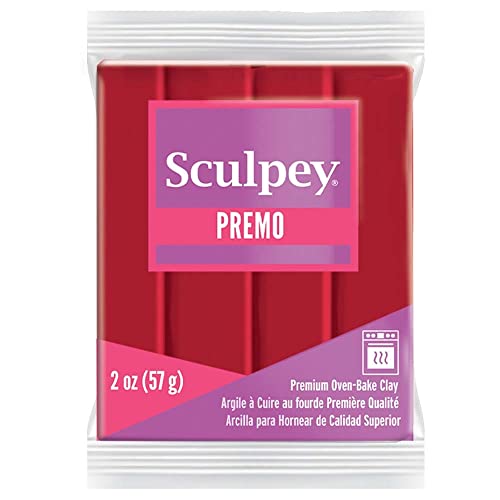 Sculpey Premo™ Polymer Oven-Bake Clay, Pomegranate Red, Non Toxic, 2 oz. bar, Great for Jewelry Making, Holiday, DIY, Mixed Media and More. Premium Clay Perfect for clayers and Artists. - color: Pomegranate Red