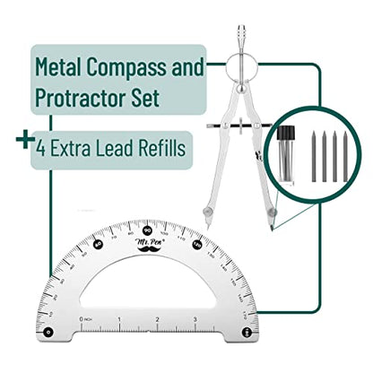 Mr. Pen- Metal Protractor and Metal Compass Set, Compass for Geometry | Geometry Set, Compasses, Protractor and Compass, Protractor for Geometry, Drawing Compass, Math Compass, Math Compass