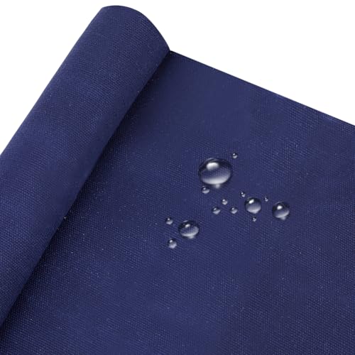 MAYJOYDIY 1 Yard Dark Blue Cotton Waxed Canvas Fabric, 59 Inch Antique Finish Waxed Oilskin Cloth Durable Cotton Fabric for Canvas Bag Sewing Crafts Embroidery Handmade Home Decor - color: Dark Blue