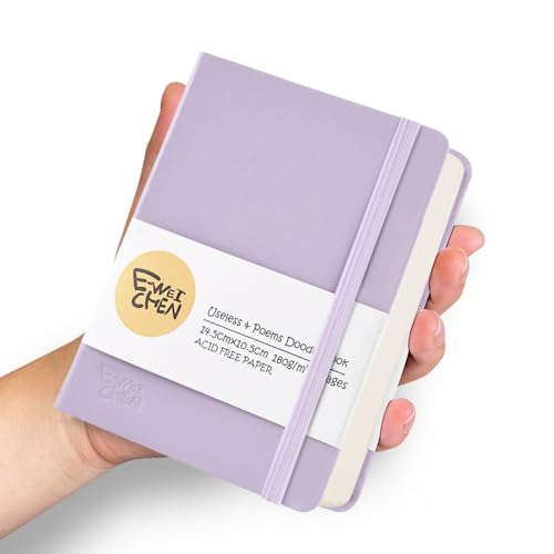 Hardcover 96Pages Blank Sketch Book for Drawing, Small 5.7x4.1 Pocket Journal Notebook for Travel, 180gsm Thick Paper Diary Notebooks for Work, PU Cover Memo for Writing. Purple - color: PU Cover-5.7x4.1in-Purple