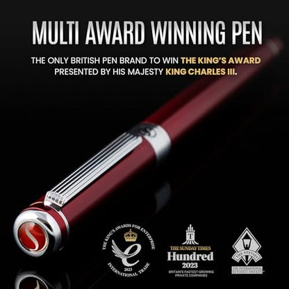 Scriveiner Deep Crimson Red Fountain Pen - Stunning Luxury Pen with Chrome Finish, Schmidt Nib (Fine), Best Pen Gift Set for Men & Women, Professional, Executive, Office, Nice Pens - color: 12. Crimson Red with Chrome, style: Fine Nib