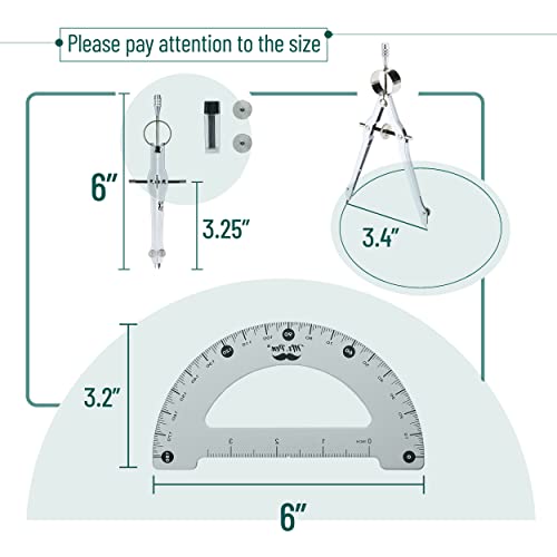 Mr. Pen- Metal Protractor and Metal Compass Set, Compass for Geometry | Geometry Set, Compasses, Protractor and Compass, Protractor for Geometry, Drawing Compass, Math Compass, Math Compass