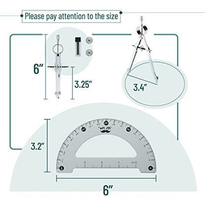 Mr. Pen- Metal Protractor and Metal Compass Set, Compass for Geometry | Geometry Set, Compasses, Protractor and Compass, Protractor for Geometry, Drawing Compass, Math Compass, Math Compass