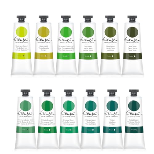Gamblin Artist Oil Paint Set For Professionals - GREEN SET - 37ml Tubes - color: Green