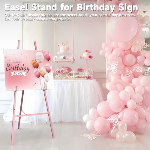 Easel Stand for Sign, Heavy Duty Metal Display Easel with Adjustable Chain, 4-Tier Height Art Easel for Painting, Wedding Sign, Posters & Commercial Display (Rose Gold) - color: Rose Gold