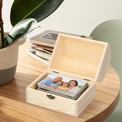Cabilock Large Wooden Treasure Chest Box Solid Arc Design Storage Chest Box with Buckle 6.29 X 4.72 X 4.52 in Wood for Crafts Trinkets Candy Gift Packaging Home Organization