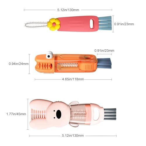 4 in 1 Cup Lid Cleaning Brush, 3 in 1 Bottle Brush, Cup Crevice Cleaning Tools, Easy to Clean and Storage, ABS+Silicone Cup Lid Gap Cleaner, Portable Multifunctional Bottle Cleaning Brush (3Pcs) - color: Orange
