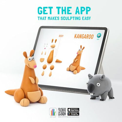 HEY CLAY Set - Colourful Modeling Air Dry Clay Kit for Kids 15 cans and Sculpting Tools with Fun Interactive Instructions App - Children 3+ (Australian Animals) - style: Australian Animals