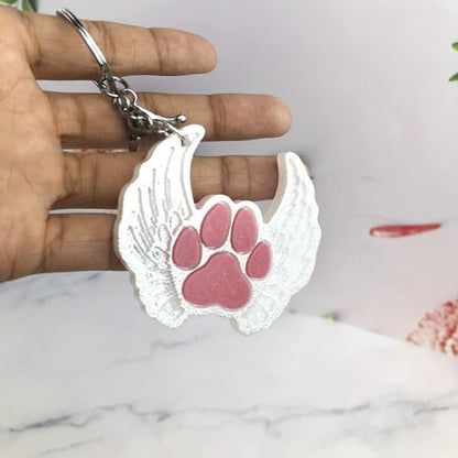 Pet Paw Keychain Resin Molds, 4-Piece Set with Heart and Angel Wing Designs, Silicone Molds for DIY Keychains, Epoxy Resin Silicone Molds